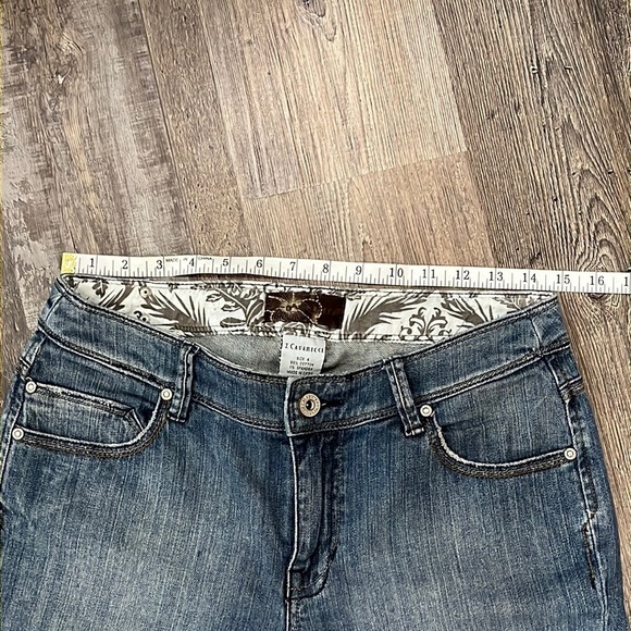 Z Cavaricci Blue Jean Bermuda Long Denim Distressed Jean Shorts Sz 6 Casual Y2K - Picture 14 of 16